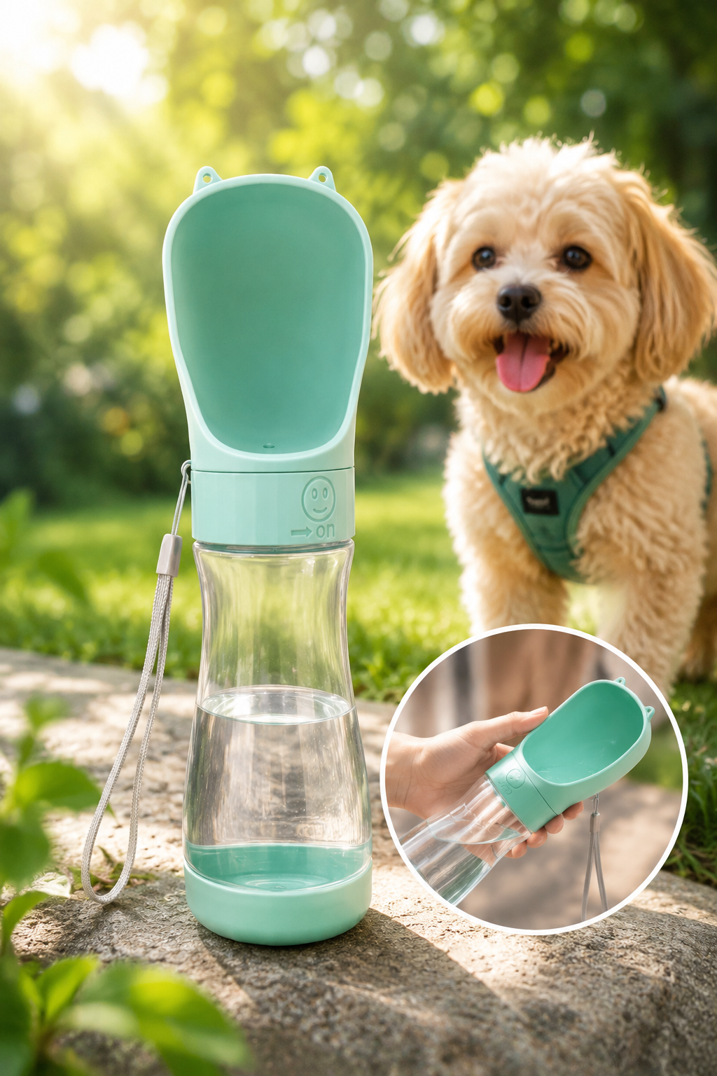 Taşınabilir Kedi & Köpek Su Matarası 350 ml – Seyahat ve Yürüyüş İçin Pratik Suluk