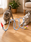 Spiral Yaylı Kedi Oyuncağı – Tüylü ve Fare Figürlü İnteraktif Kedi Oyuncağı